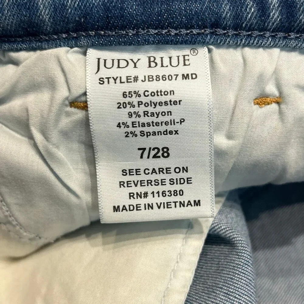 Judy Blue Vtg Straight Denim Jeans Sz 7 / 28 Style JB8607MD 30” Inseam 11” Rise